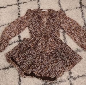 Shona Joy mini dress size 8 brown with floral prin